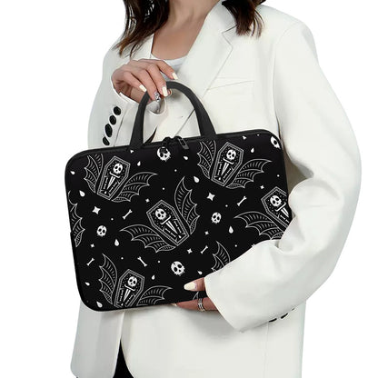 Vampire Coffin Pattern Print Laptop Sleeve With Handle