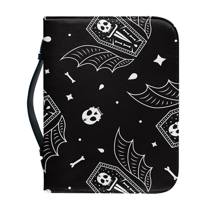 Vampire Coffin Pattern Print Leather Bible Cover