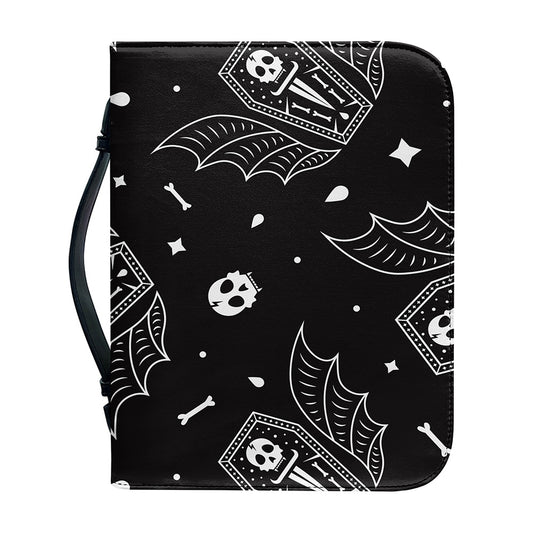 Vampire Coffin Pattern Print Leather Bible Cover