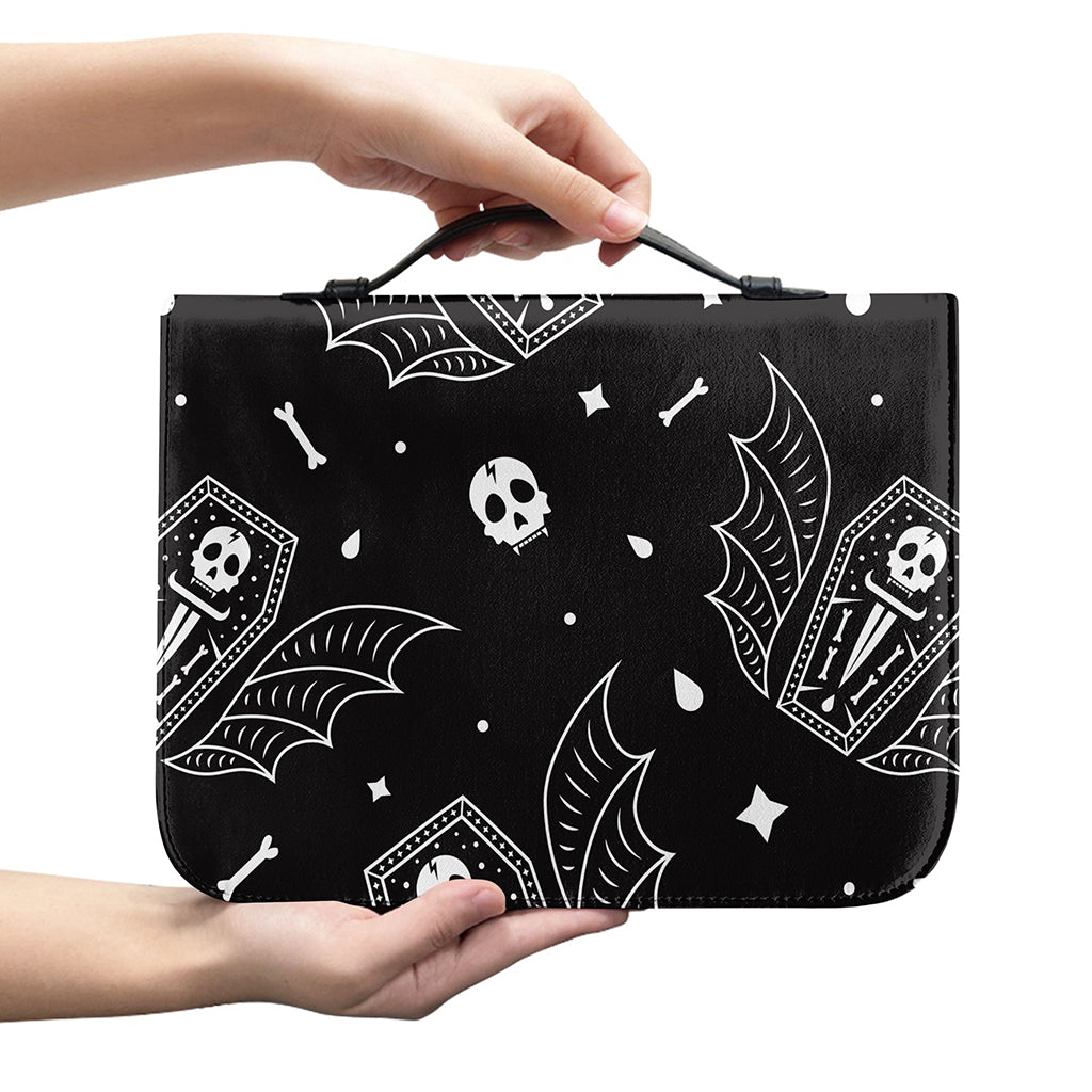 Vampire Coffin Pattern Print Leather Bible Cover