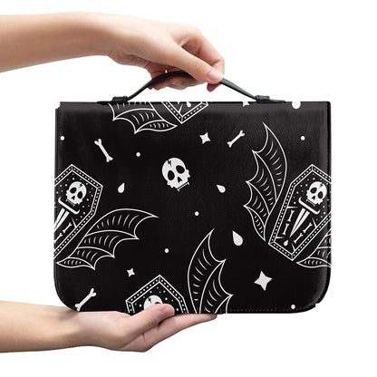 Vampire Coffin Pattern Print Leather Bible Cover
