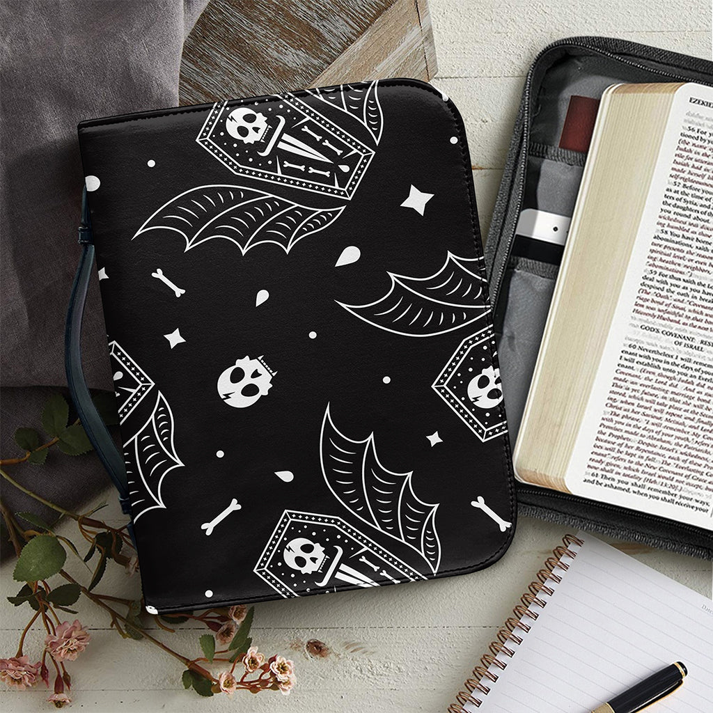 Vampire Coffin Pattern Print Leather Bible Cover