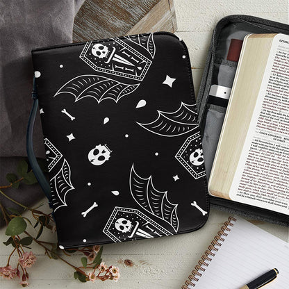 Vampire Coffin Pattern Print Leather Bible Cover