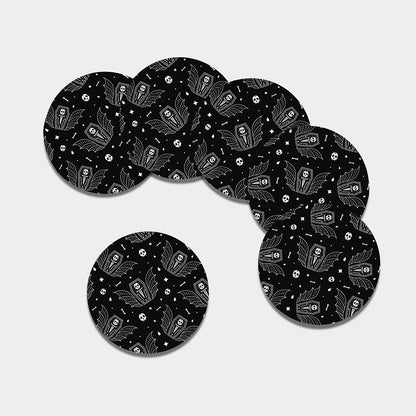 Vampire Coffin Pattern Print Leather Coaster Set