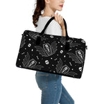 Vampire Coffin Pattern Print Leather Duffle Bag