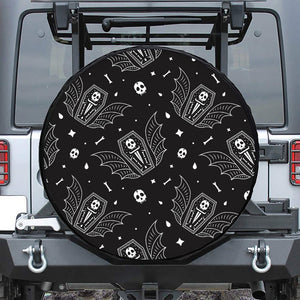 Vampire Coffin Pattern Print Leather Spare Tire Cover