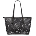 Vampire Coffin Pattern Print Leather Tote Bag With Zipper