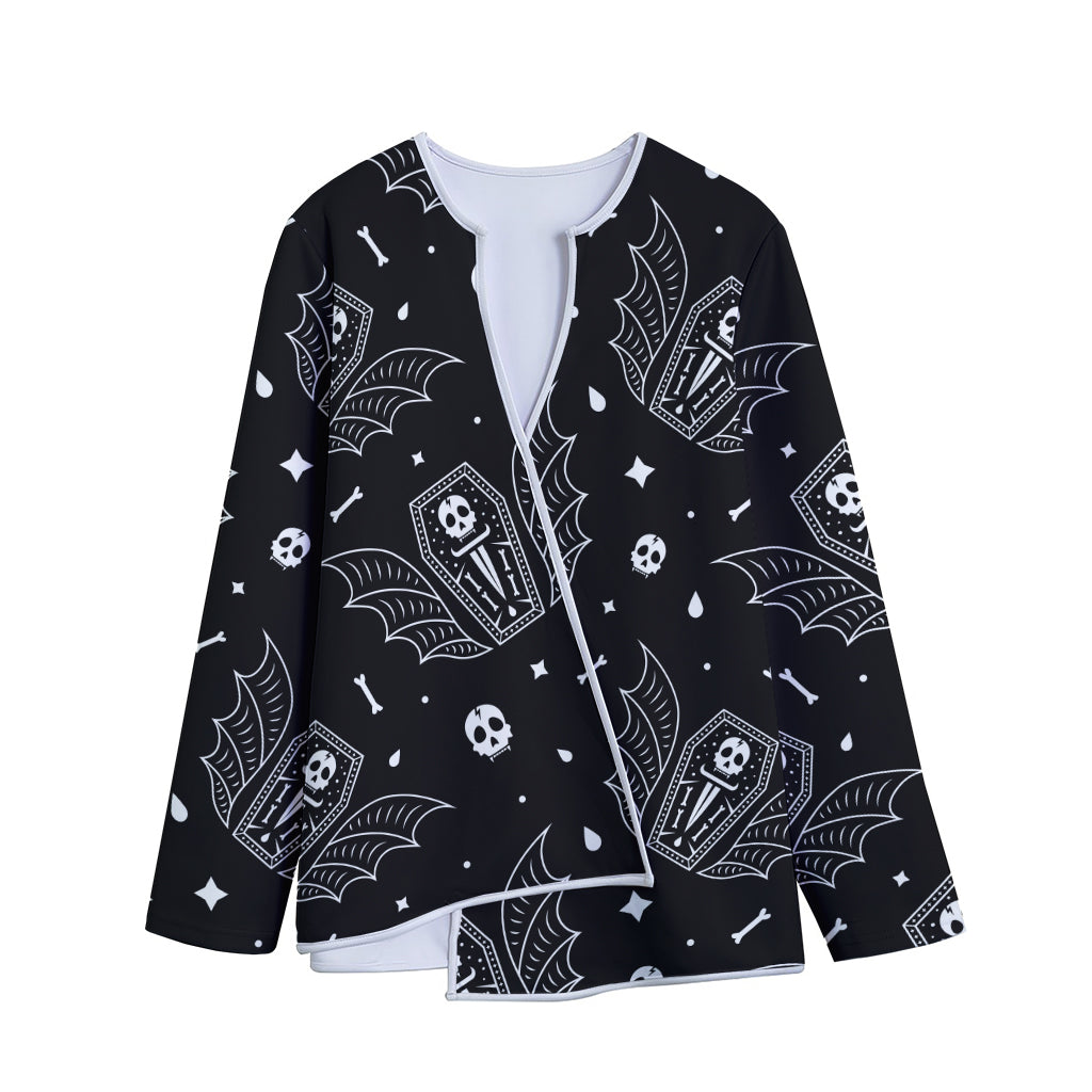 Vampire Coffin Pattern Print Long Sleeve Short Coat