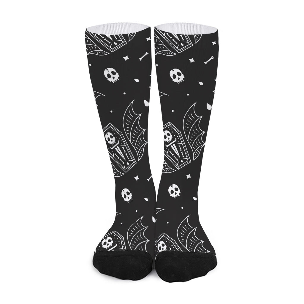 Vampire Coffin Pattern Print Long Socks