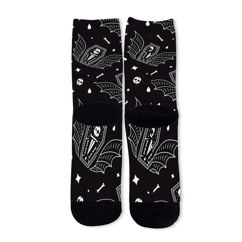Vampire Coffin Pattern Print Long Socks