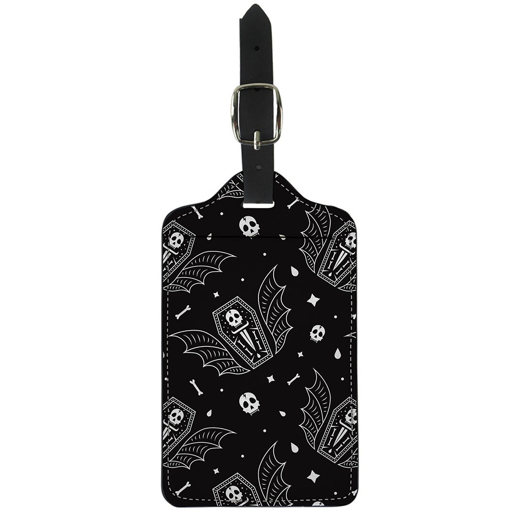 Vampire Coffin Pattern Print Luggage Tag