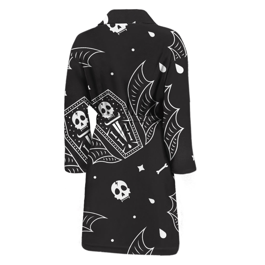 Vampire Coffin Pattern Print Men's Bathrobe