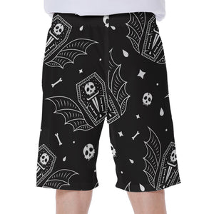 Vampire Coffin Pattern Print Men's Beach Shorts