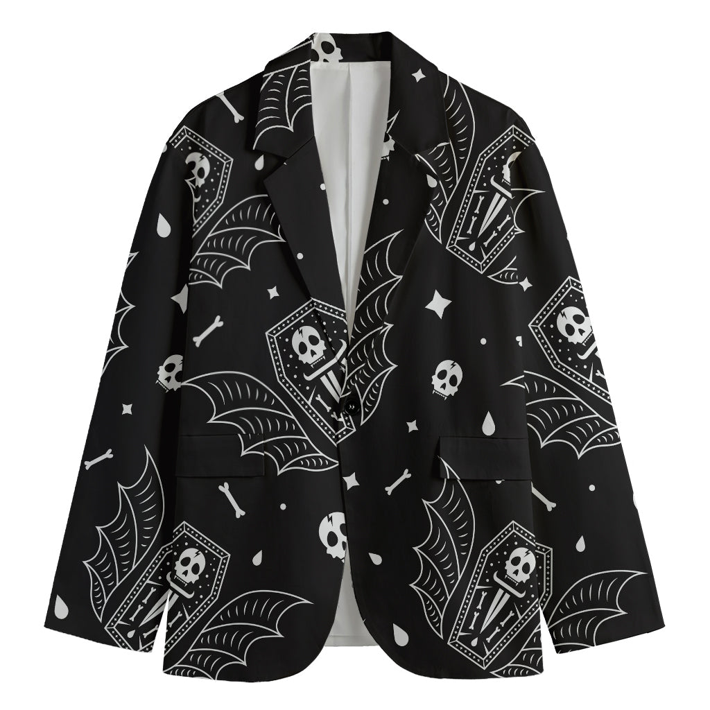 Vampire Coffin Pattern Print Men's Blazer