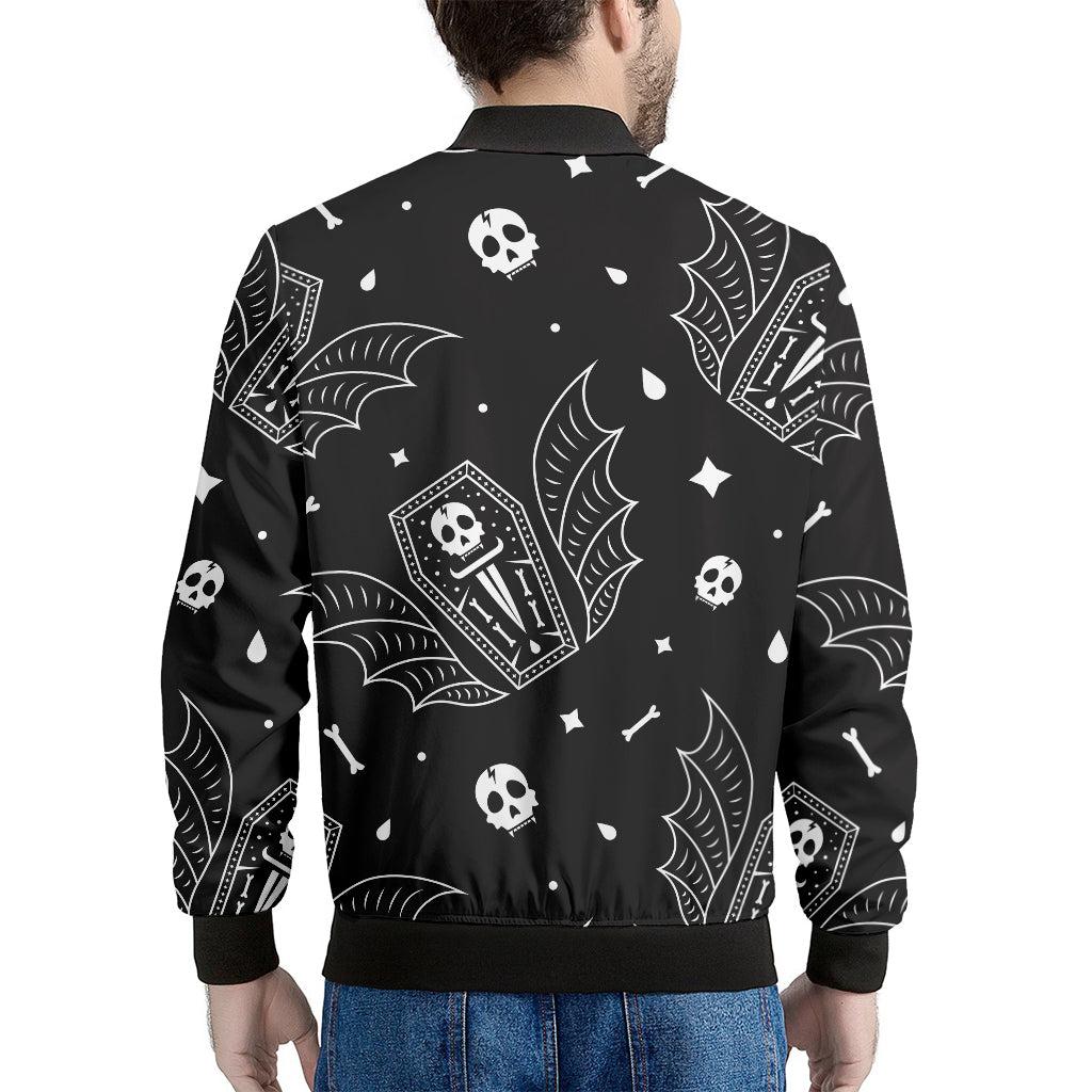 Vampire Coffin Pattern Print Men's Bomber Jacket