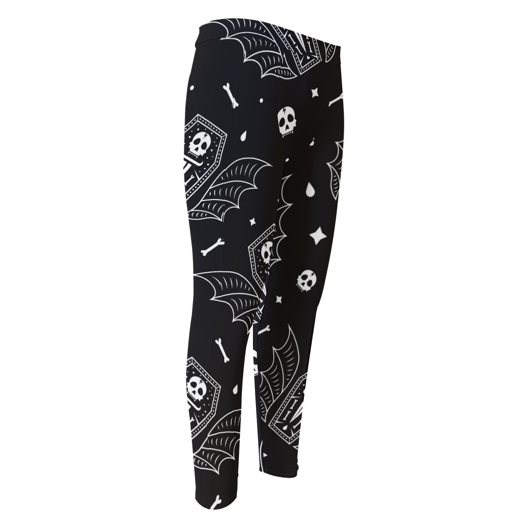 Vampire Coffin Pattern Print Men's Compression Pants