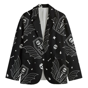 Vampire Coffin Pattern Print Men's Cotton Blazer