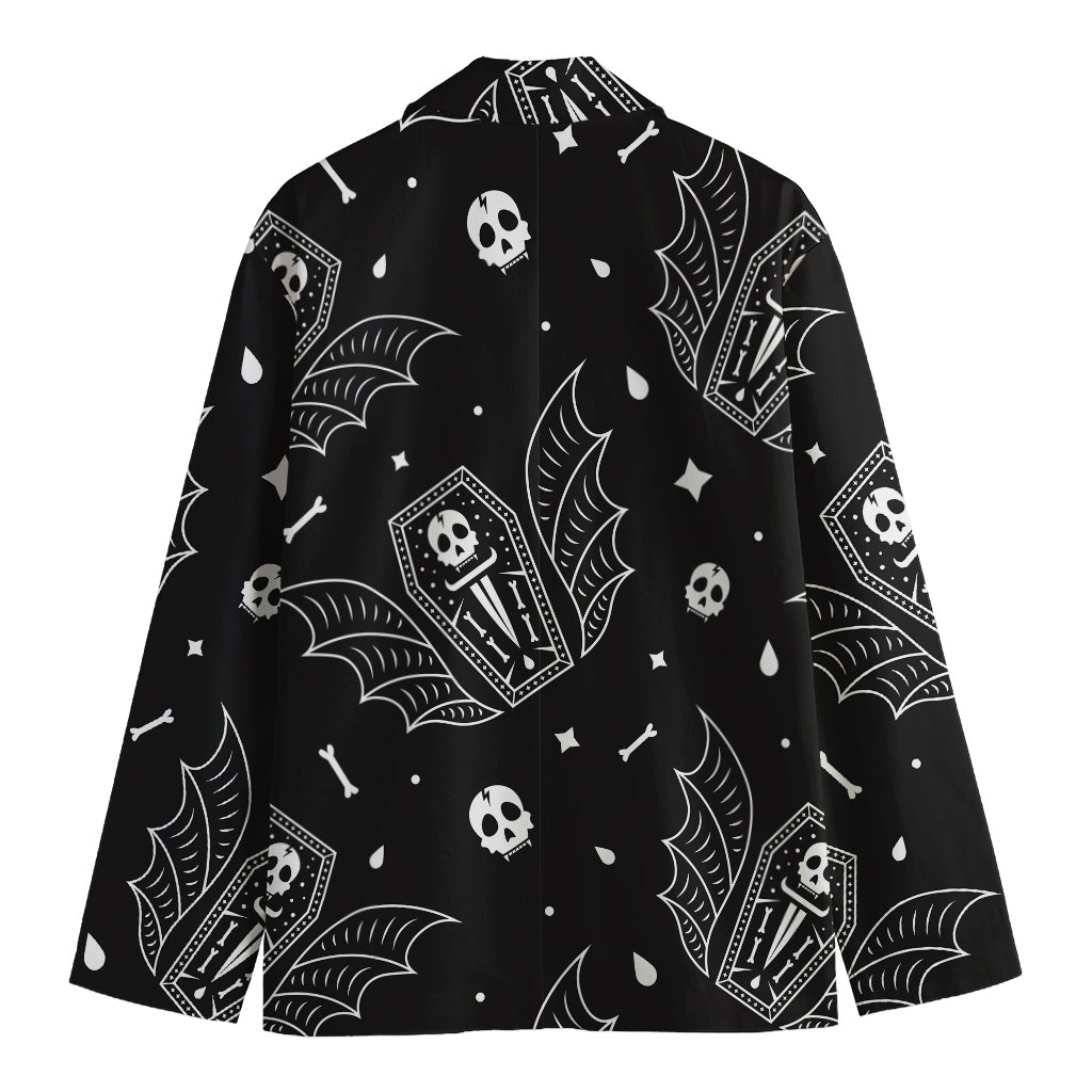 Vampire Coffin Pattern Print Men's Cotton Blazer