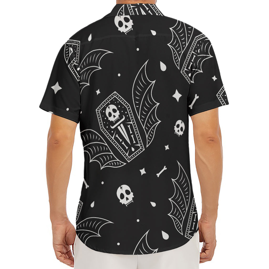 Vampire Coffin Pattern Print Men's Deep V-Neck Shirt