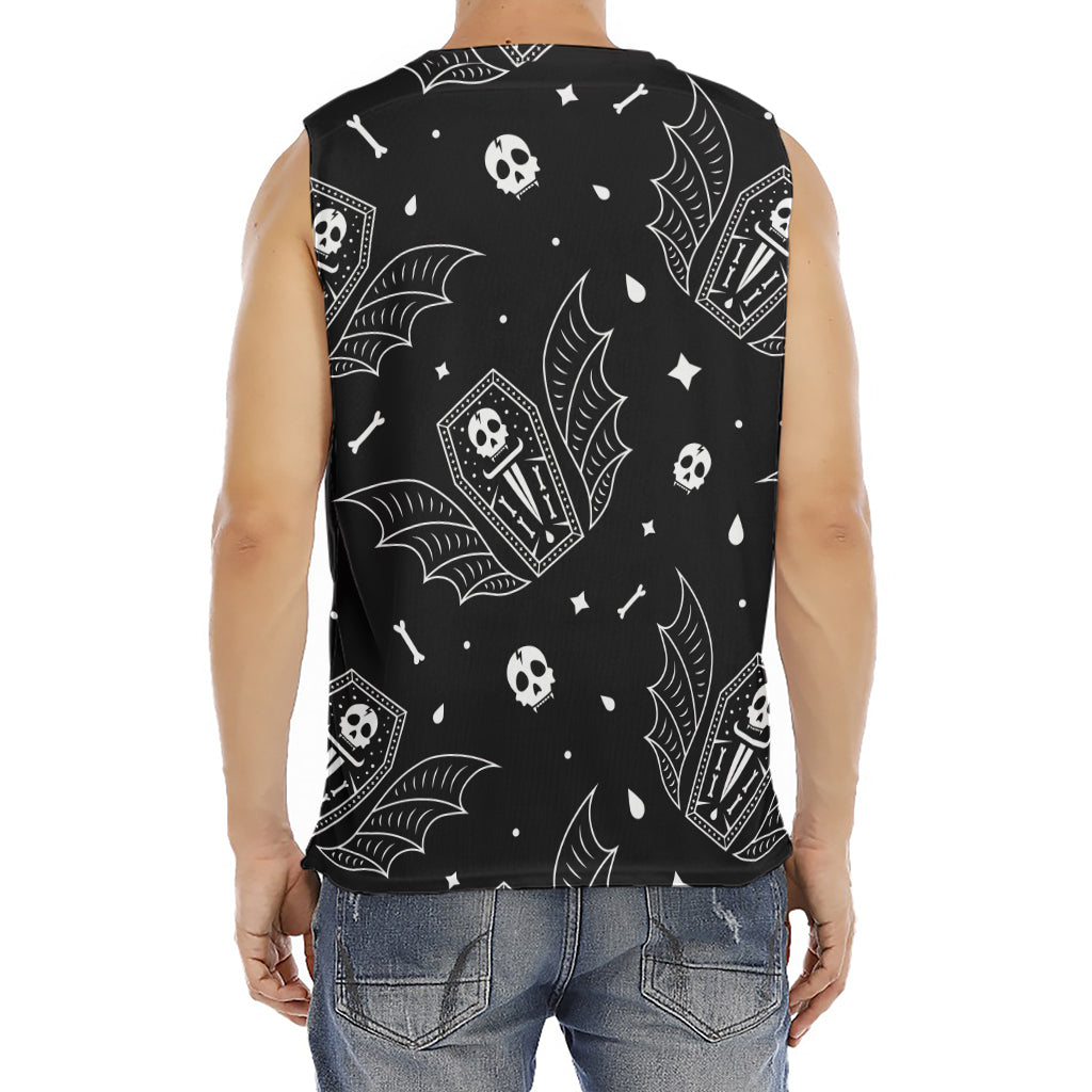 Vampire Coffin Pattern Print Men's Fitness Tank Top