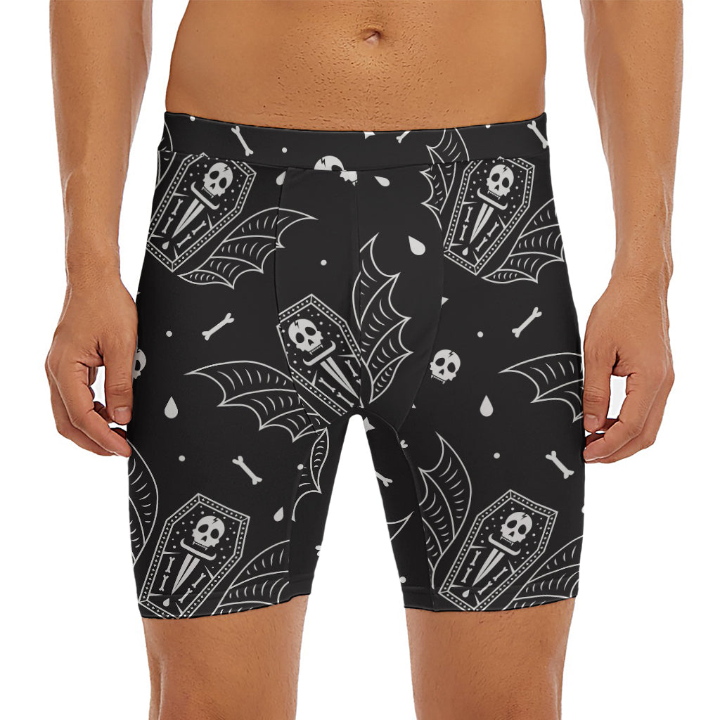 Vampire Coffin Pattern Print Men's Long Boxer Briefs