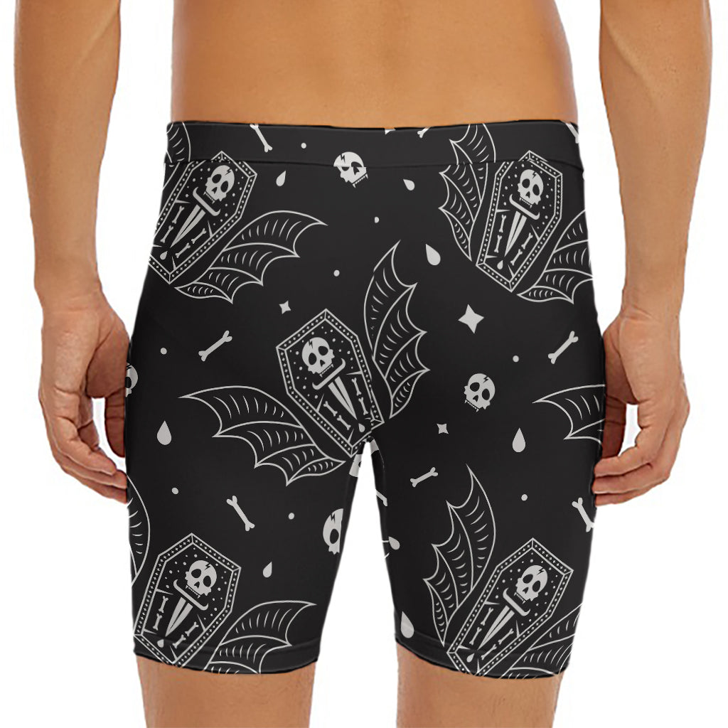 Vampire Coffin Pattern Print Men's Long Boxer Briefs