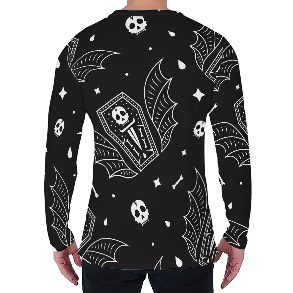 Vampire Coffin Pattern Print Men's Long Sleeve T-Shirt