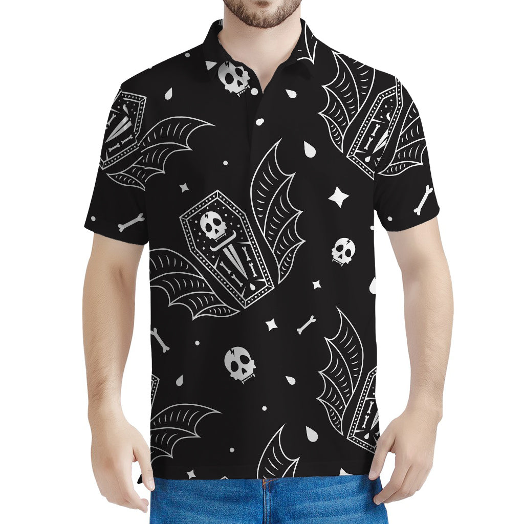 Vampire Coffin Pattern Print Men's Polo Shirt