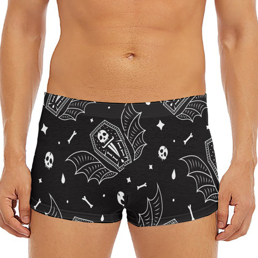 Vampire Coffin Pattern Print Men's Short Boxer Briefs