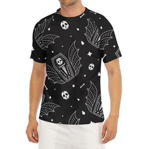 Vampire Coffin Pattern Print Men's Short Sleeve Rash Guard