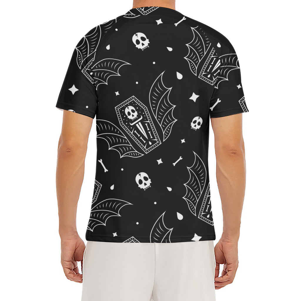 Vampire Coffin Pattern Print Men's Short Sleeve Rash Guard