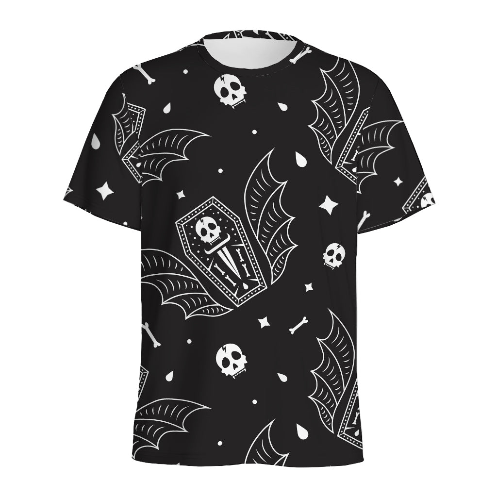 Vampire Coffin Pattern Print Men's Sports T-Shirt