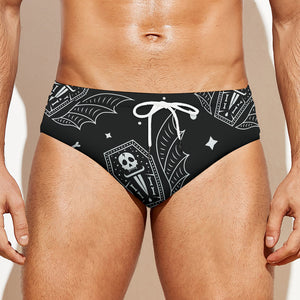 Vampire Coffin Pattern Print Men's Swim Briefs