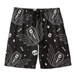 Vampire Coffin Pattern Print Men's Swim Trunks
