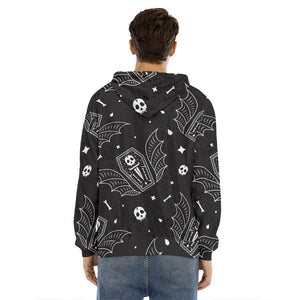 Vampire Coffin Pattern Print Men's Velvet Pullover Hoodie