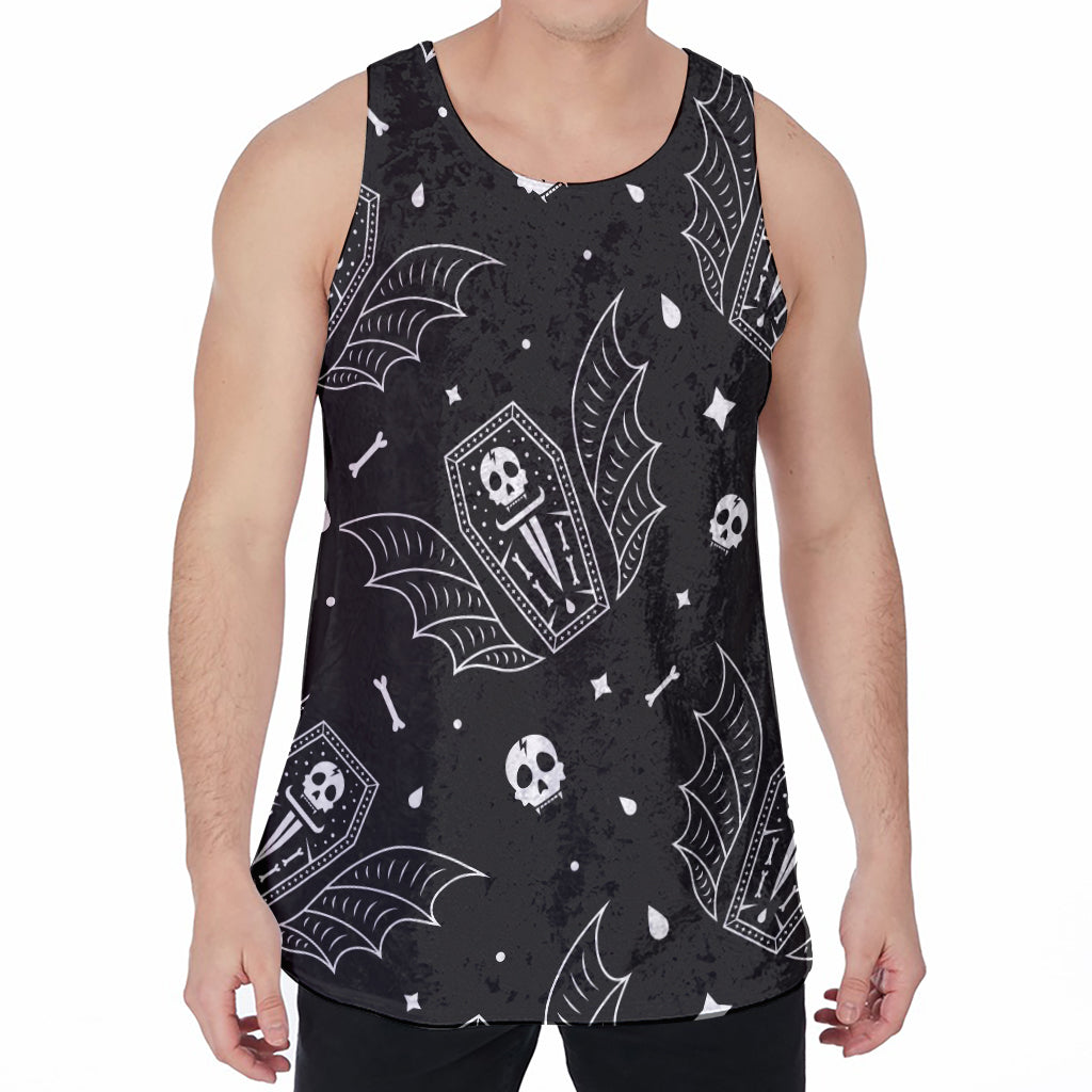 Vampire Coffin Pattern Print Men's Velvet Tank Top