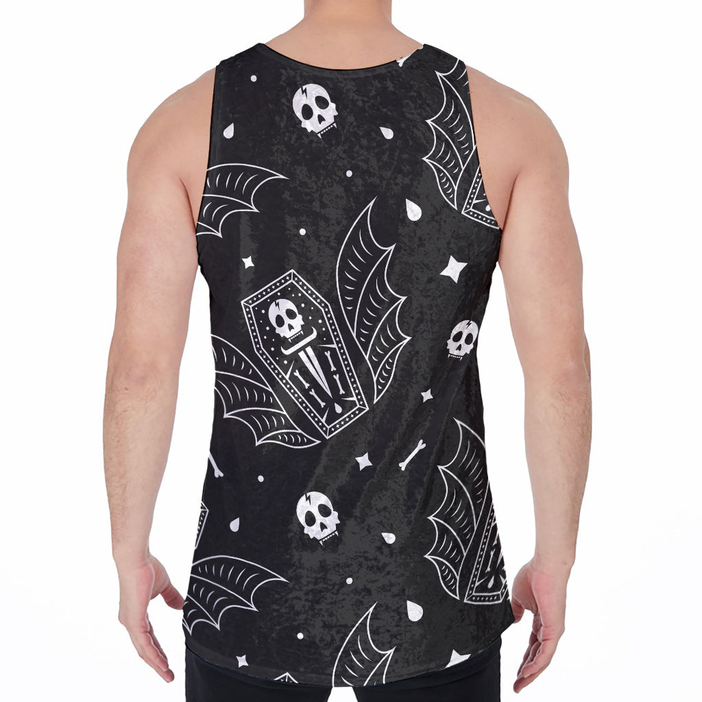 Vampire Coffin Pattern Print Men's Velvet Tank Top