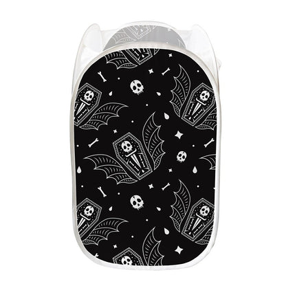 Vampire Coffin Pattern Print Mesh Laundry Hamper