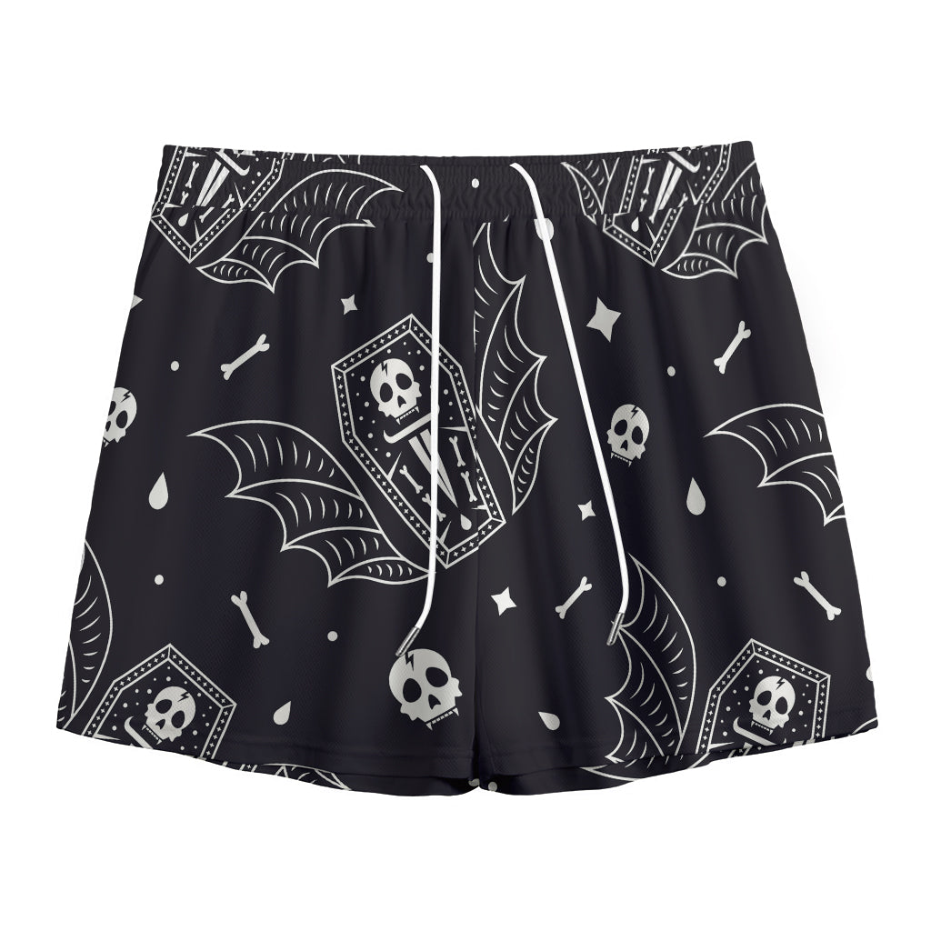 Vampire Coffin Pattern Print Mesh Shorts