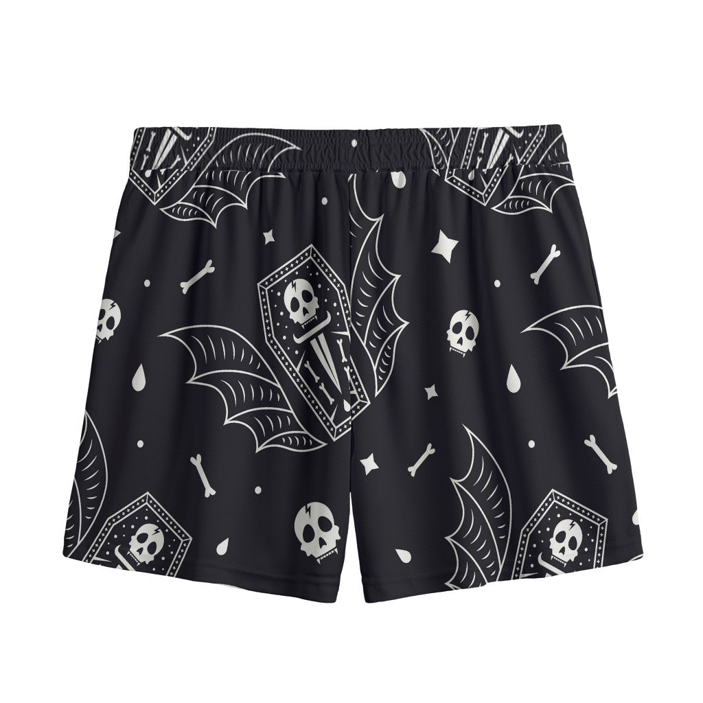 Vampire Coffin Pattern Print Mesh Shorts