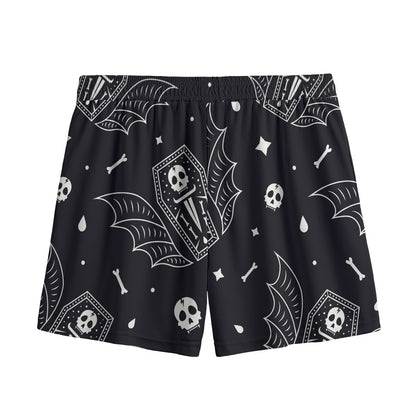 Vampire Coffin Pattern Print Mesh Shorts