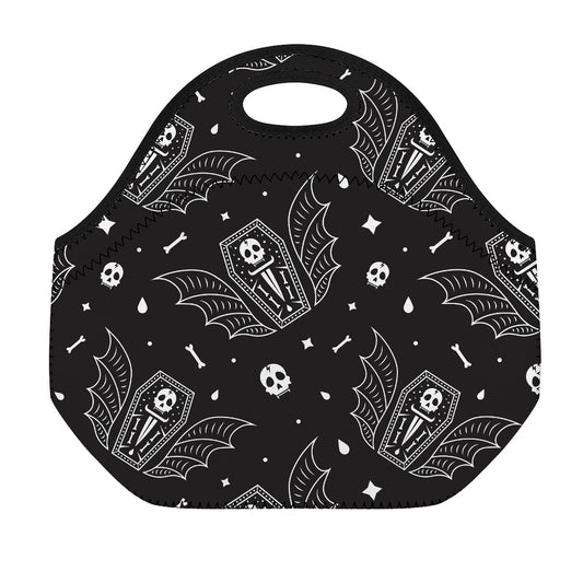 Vampire Coffin Pattern Print Neoprene Lunch Bag