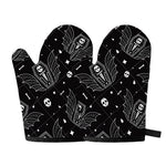 Vampire Coffin Pattern Print Oven Mitts
