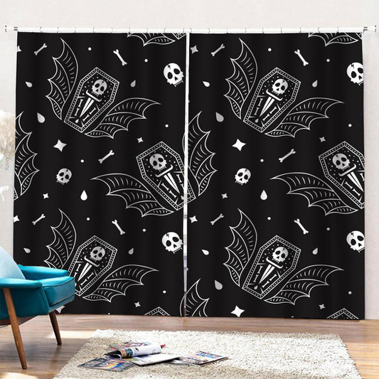 Vampire Coffin Pattern Print Pencil Pleat Curtains