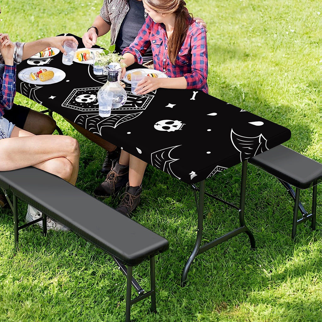 Vampire Coffin Pattern Print Picnic Table Cover