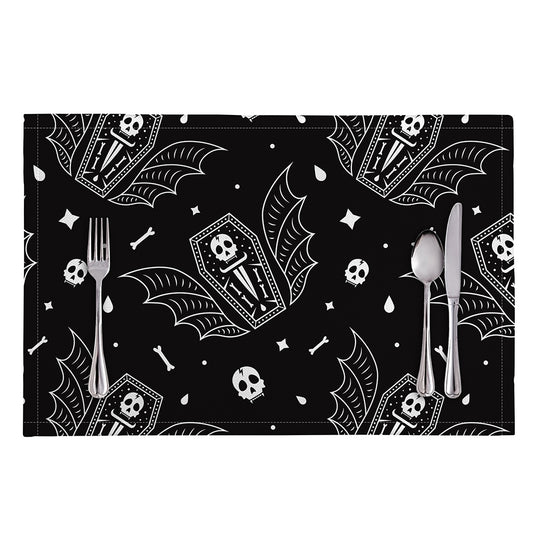 Vampire Coffin Pattern Print Placemat