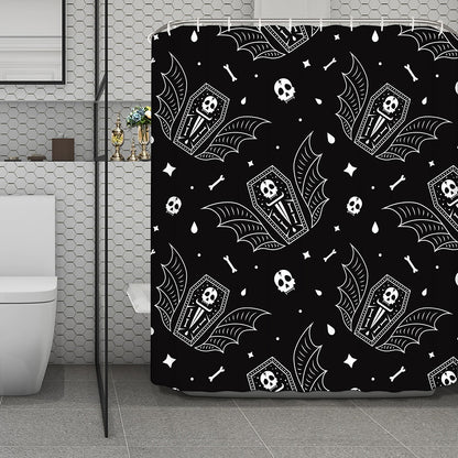 Vampire Coffin Pattern Print Polyester Shower Curtain