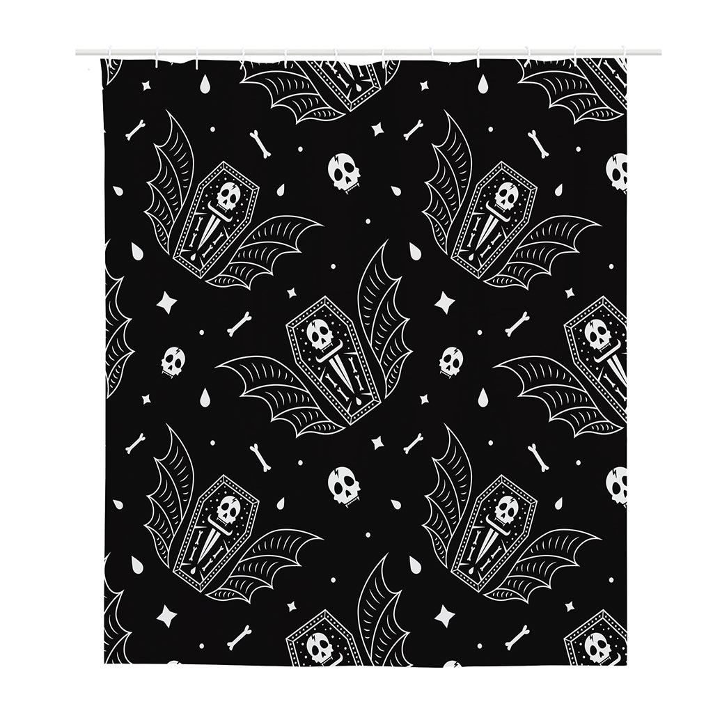 Vampire Coffin Pattern Print Polyester Shower Curtain