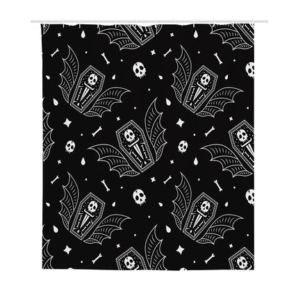Vampire Coffin Pattern Print Polyester Shower Curtain