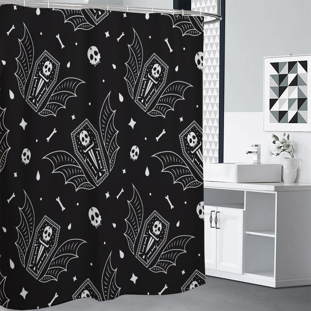 Vampire Coffin Pattern Print Premium Shower Curtain